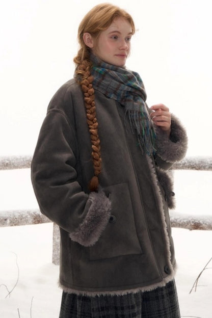 Reversible Suede Stand Collar Jacket