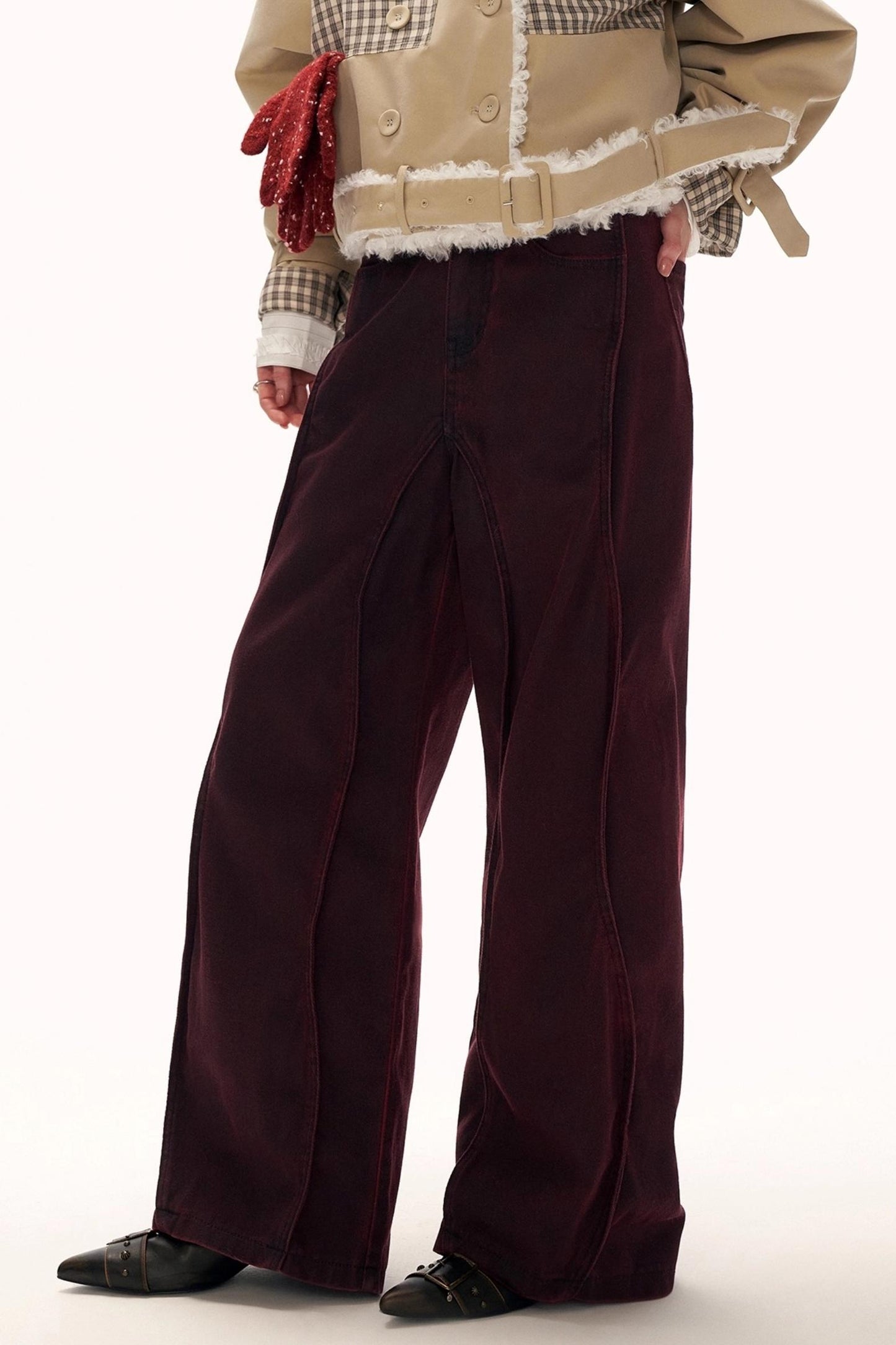 Red Wave Denim Pants