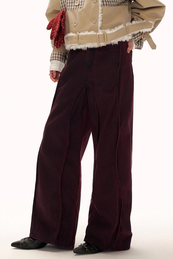 Red Wave Denim Pants