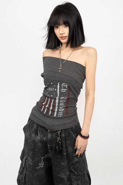 Retro Off-Shoulder Slim T-Shirt