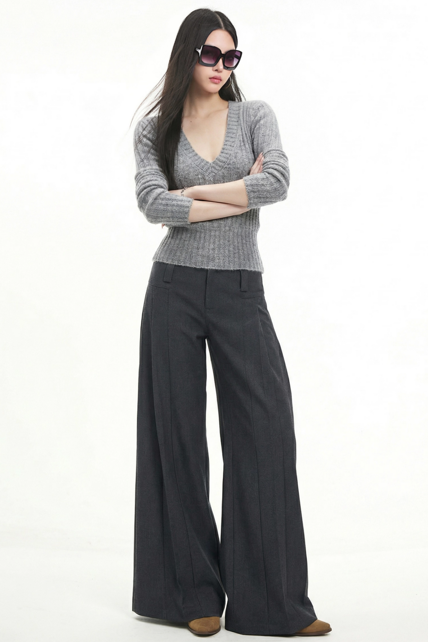 Korean Black Wide-Leg Pants