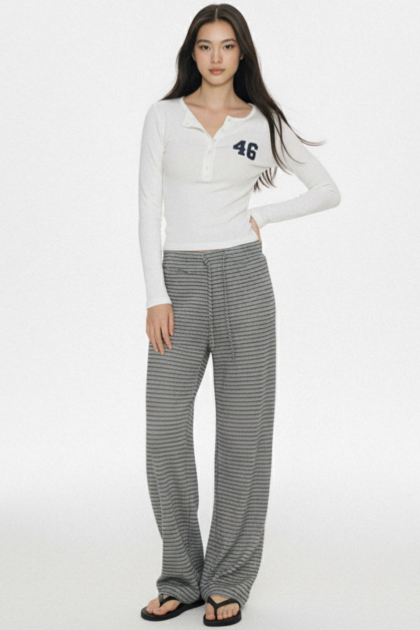 Gray Striped Knit Pants