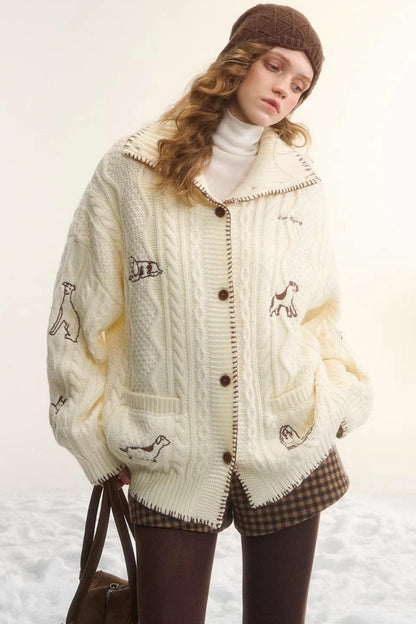 First Snow Embroidered Knit Jacket