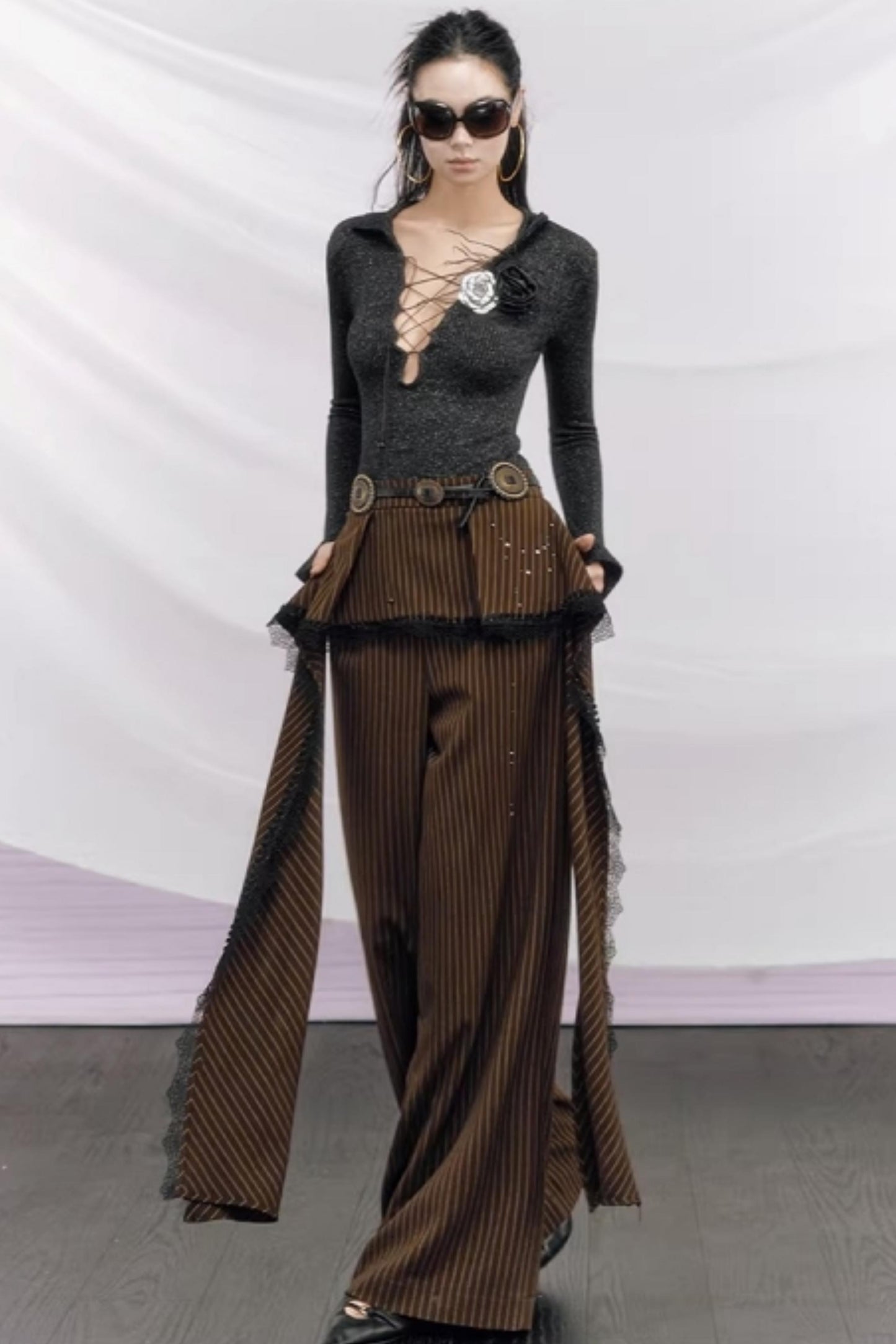 Echo Striped Lace Pants