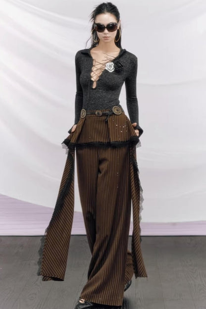 Echo Striped Lace Pants