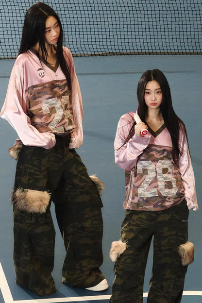 레이스 카모플라주 레트로 탑