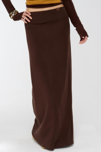 Brown Knit Relaxed Skirt