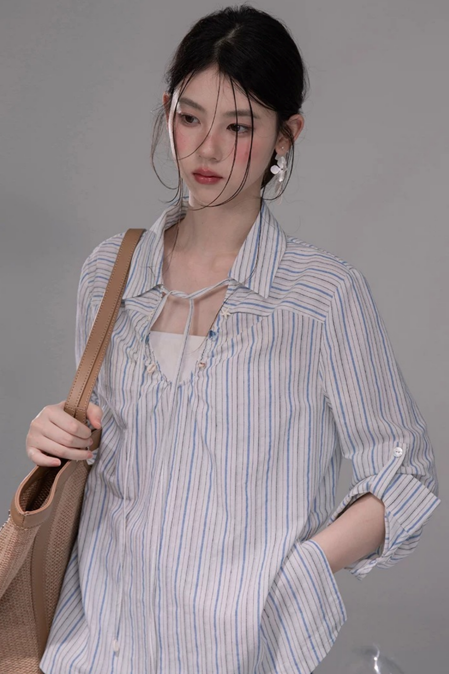 Conjunto de Camisa a Rayas Azul Soda