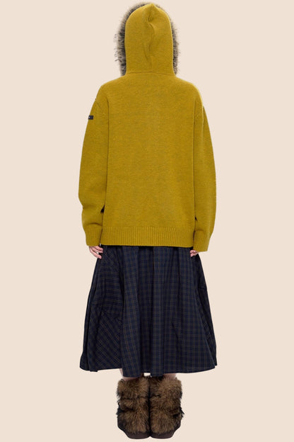 Vintage Knit Hooded Cardigan