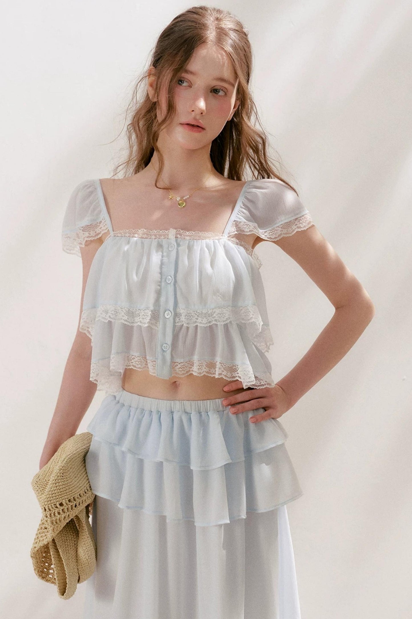 Romantic Lace Ruffle Skirt Set-Up