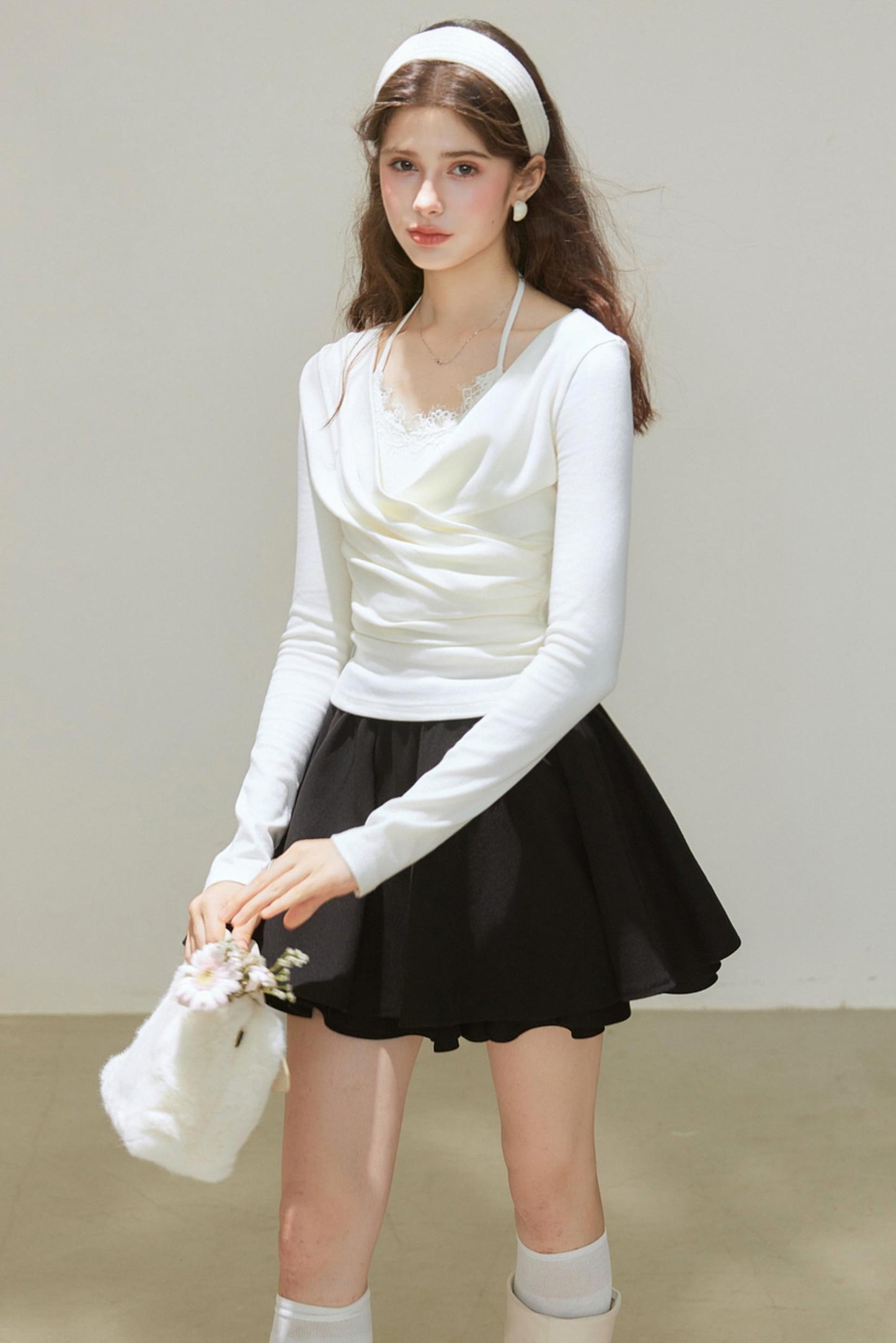 White Wool Blend Top