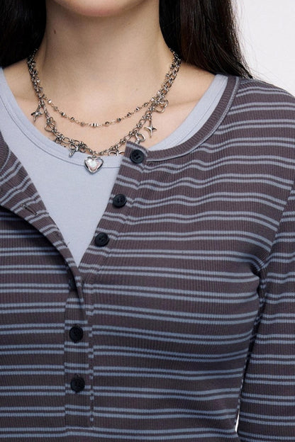 Open Front Long-Sleeved T-shirt & Vest Set-Up