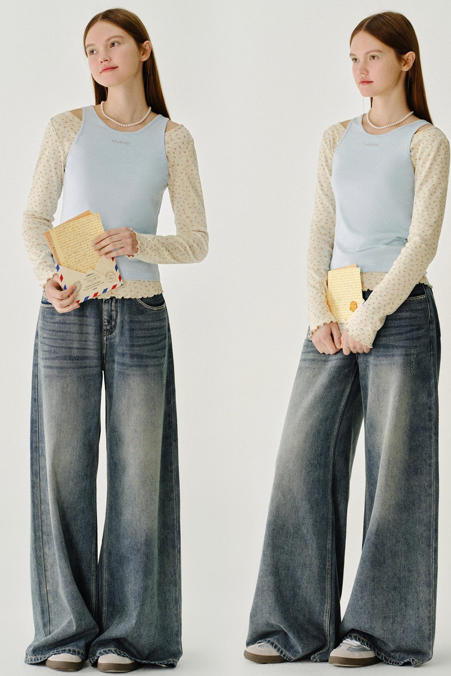 빈티지 하이 라이즈 슬리밍 진 