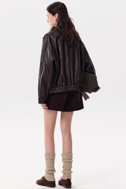 Caramel Wax PU Leather Jacket