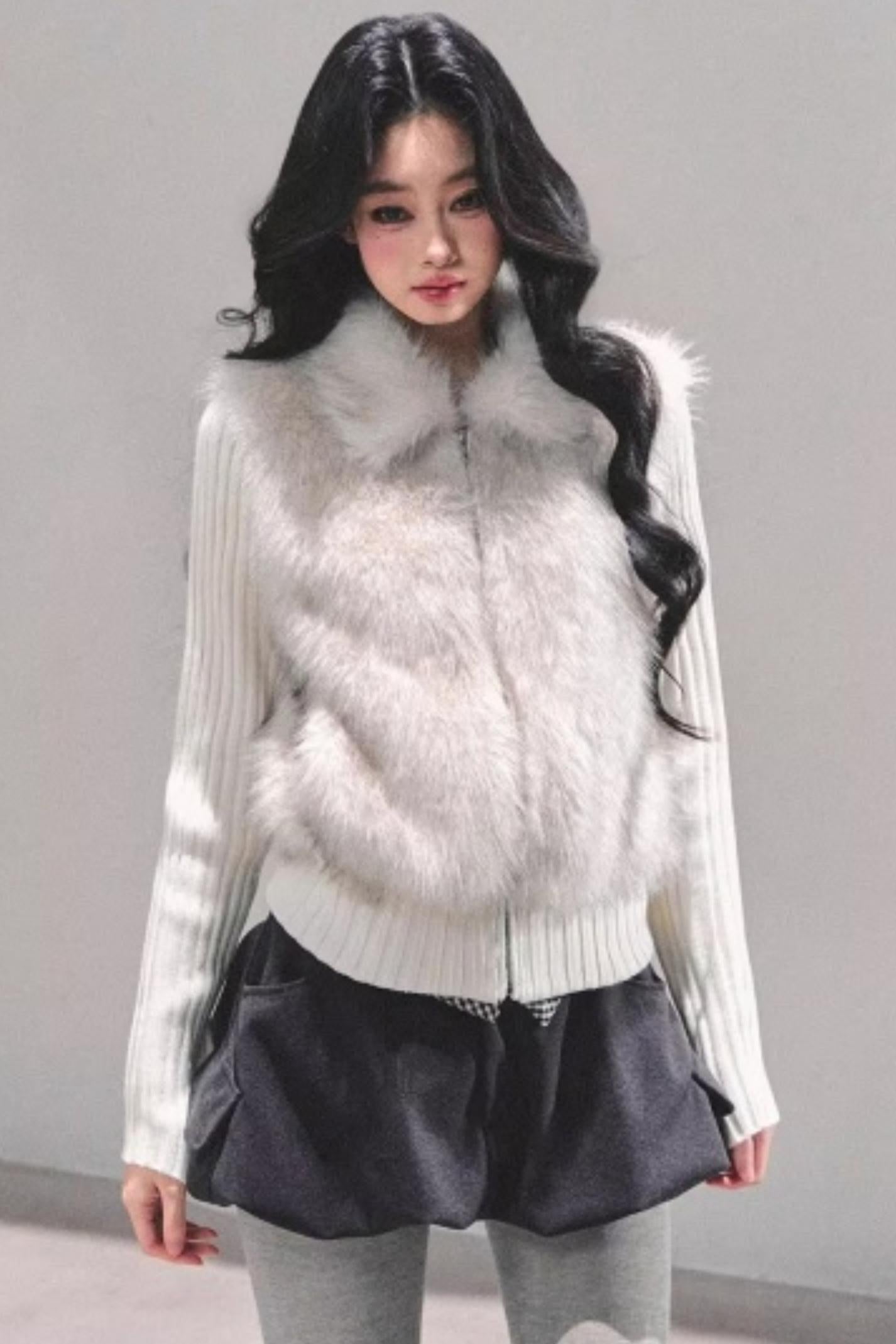 Soft Landing Fur Knit Jacket