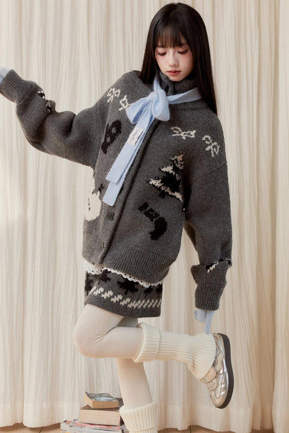 [10 31new] fragile shop winter snow hibernation memories Fair Island slouchy sweater autumn and winter knit set