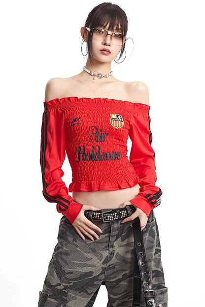 Pleats Elastic Sleeve T-Shirt