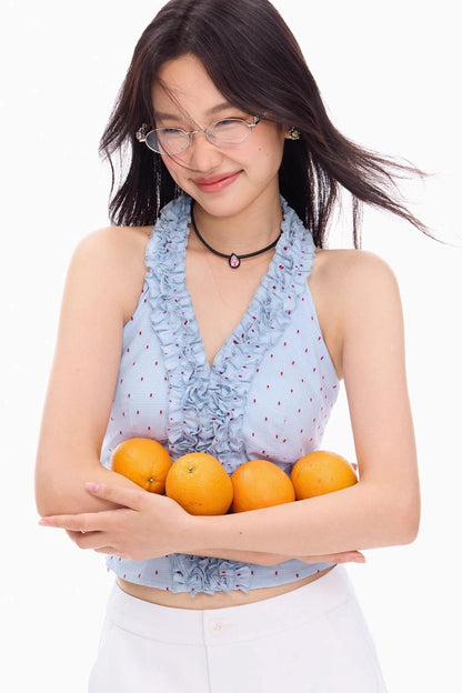 Colorblock V-Neck Lace Tank