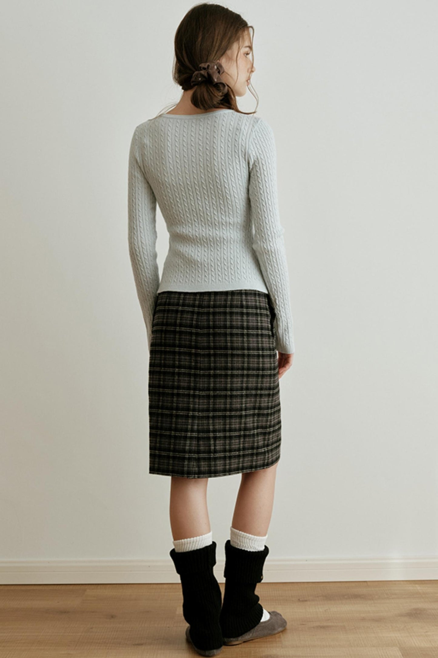 Retro Bias-Cut Plaid Skirt