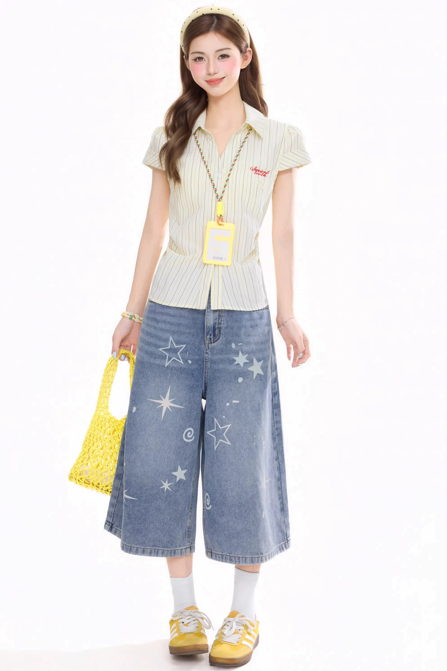 Star-Printed Cropped Pants