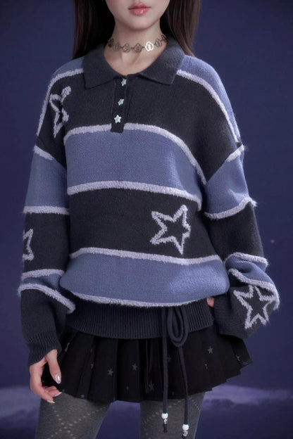 Purple Striped Star Sweater