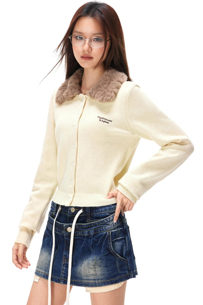 Retro Color-Block Fur Knit Sweater
