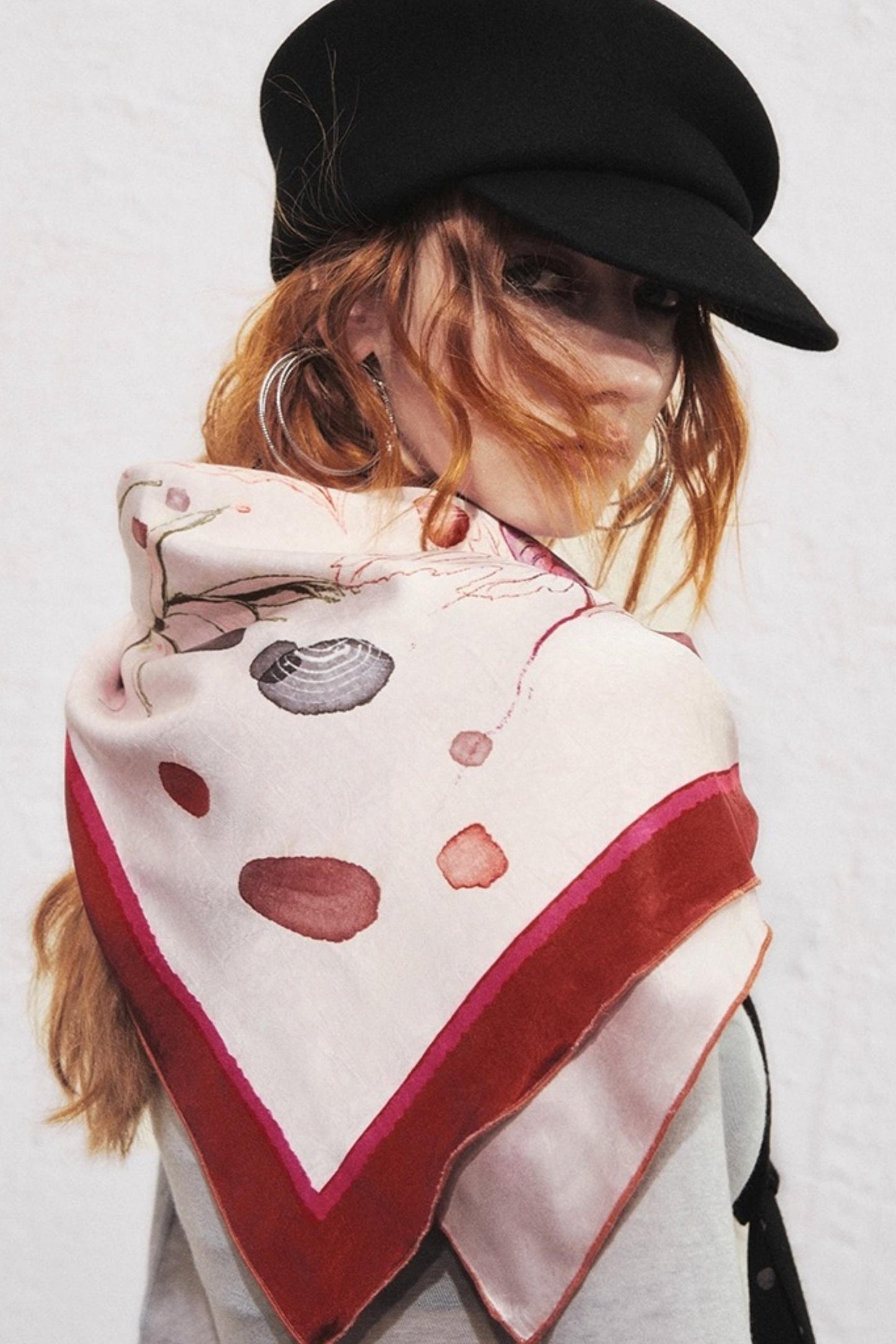 Watercolor Begonia Satin Scarf