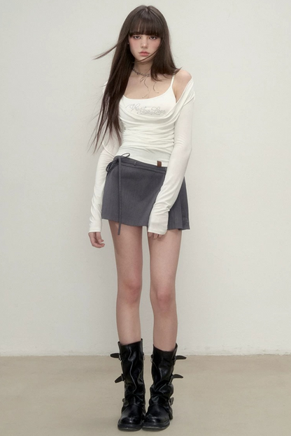 Pleated Bow-Tie Skirt