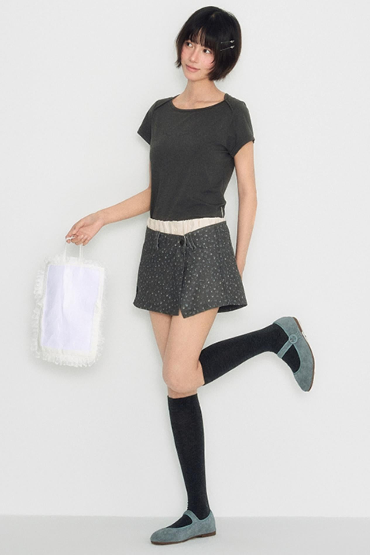 Flocked Slim Crop Top