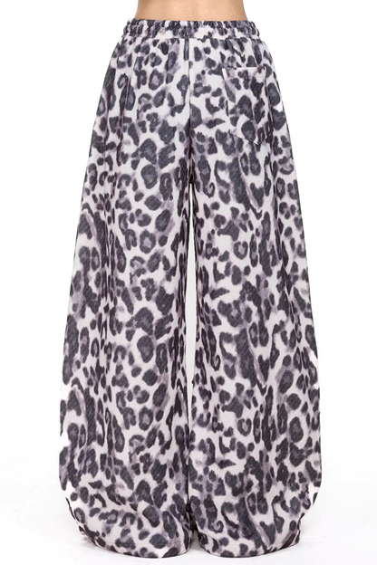 레트로 레오파드 니트 바지