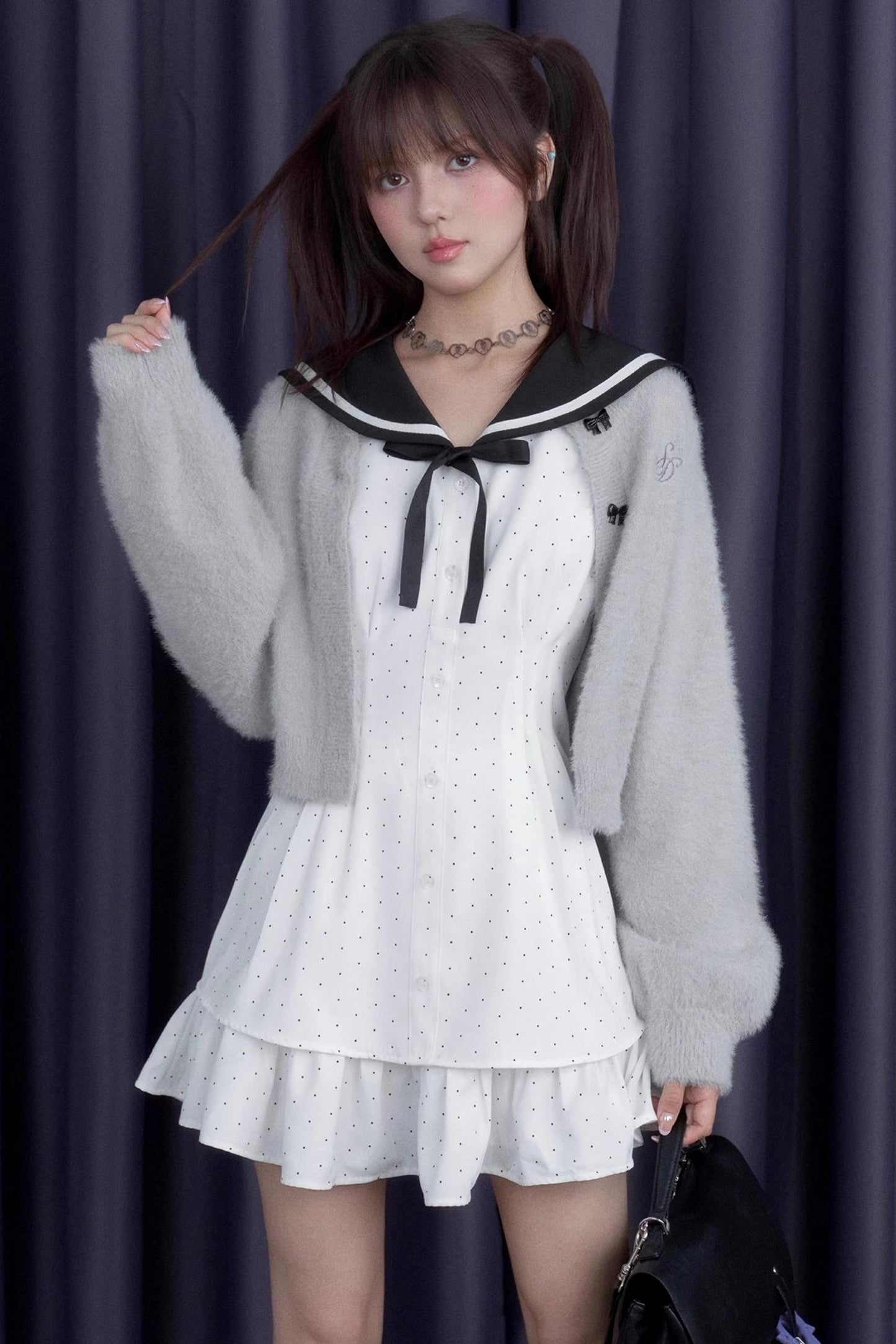 Polka Dot Sailor Neck Dress