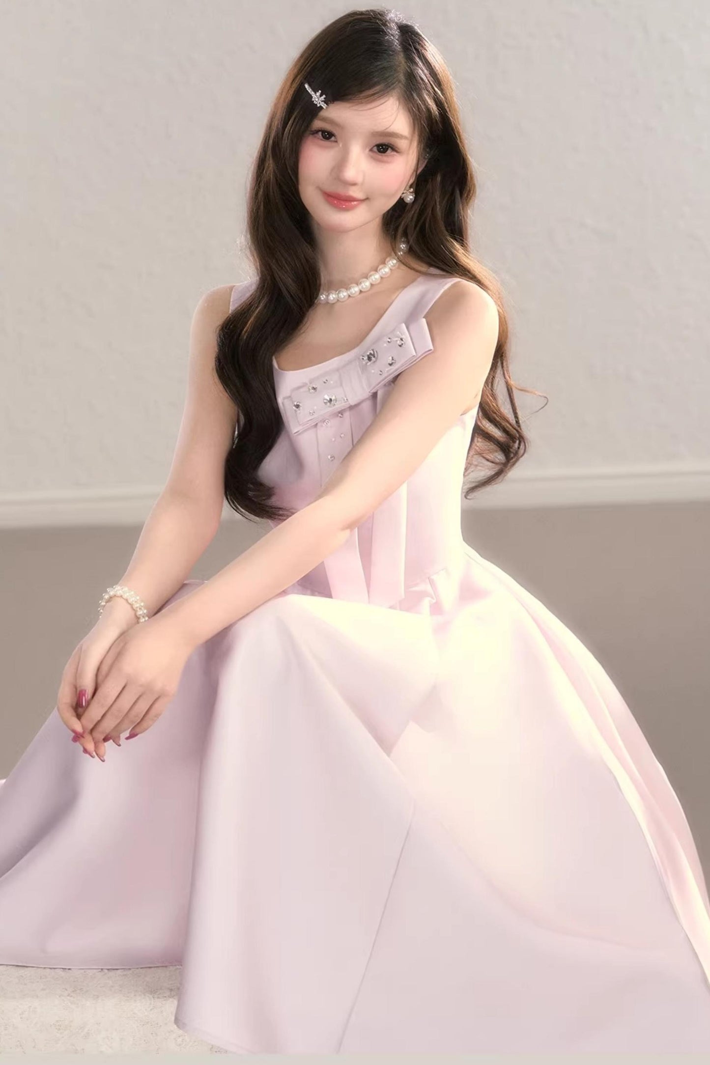 French Satin Bow Dress