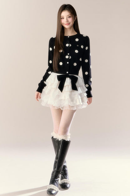 Velvet Polka Dot Cardigan