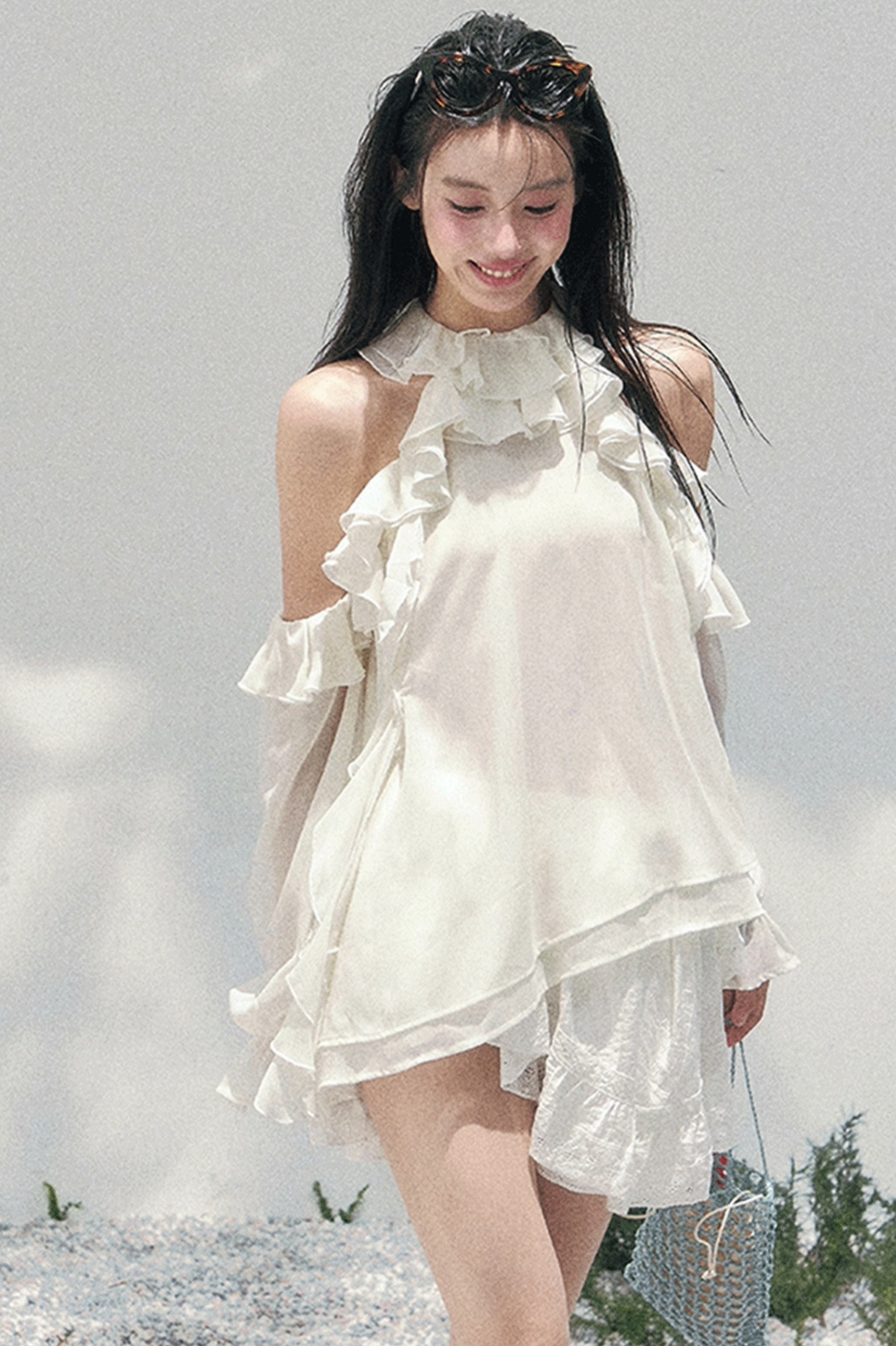 Ruffled Edge Off-Shoulder Top