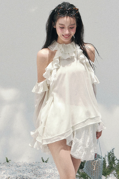 Ruffled Edge Off-Shoulder Top
