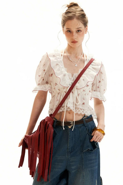 Polka Dot Ruffled Top