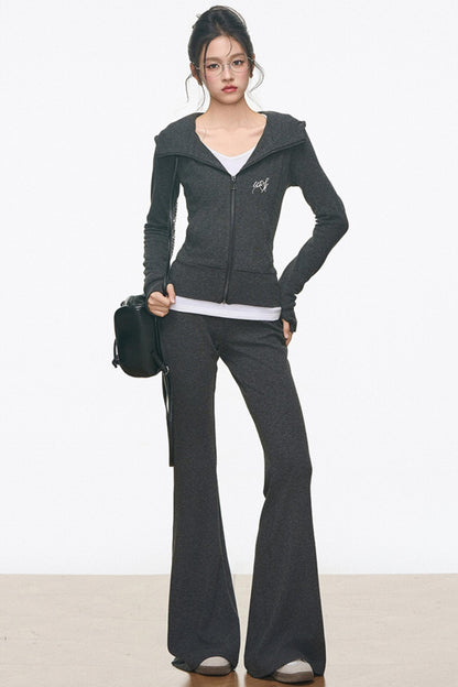 Slimming Knitted Hooded Cardigan Set-Up