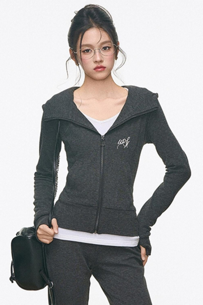 Slimming Knitted Hooded Cardigan Set-Up