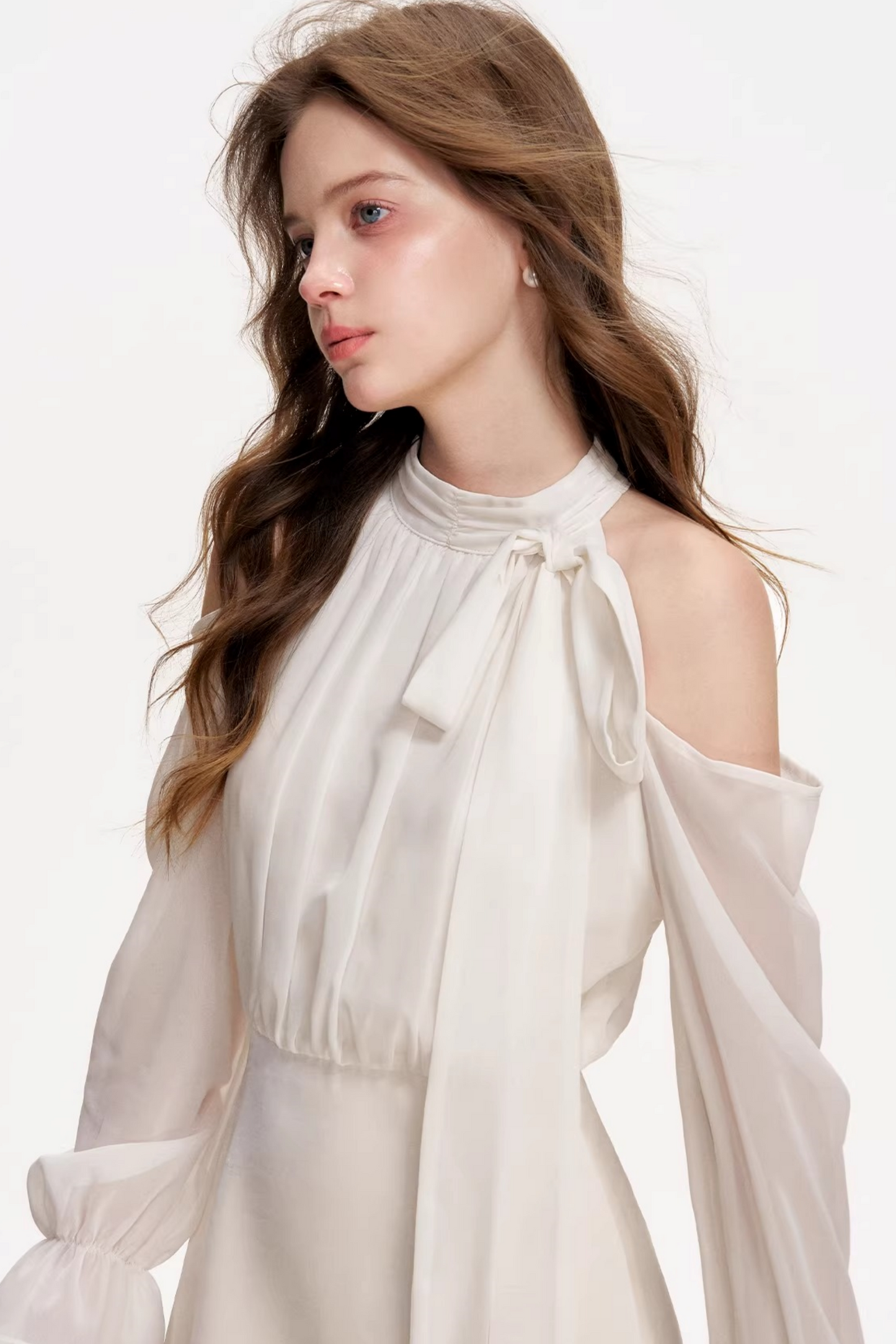 Satin Off-Shoulder A-Line Dress