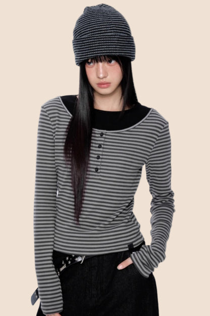 Striped Patchwork Knitted Top