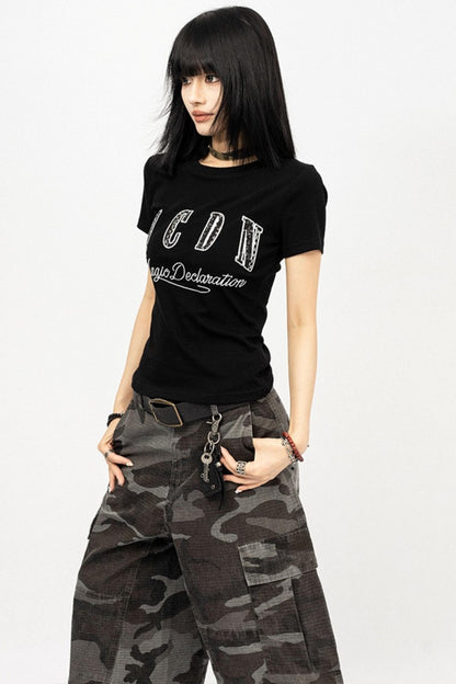 American Retro Summer Black T-Shirt