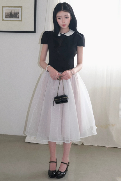 Gentle Style Mesh Skirt Set-Up