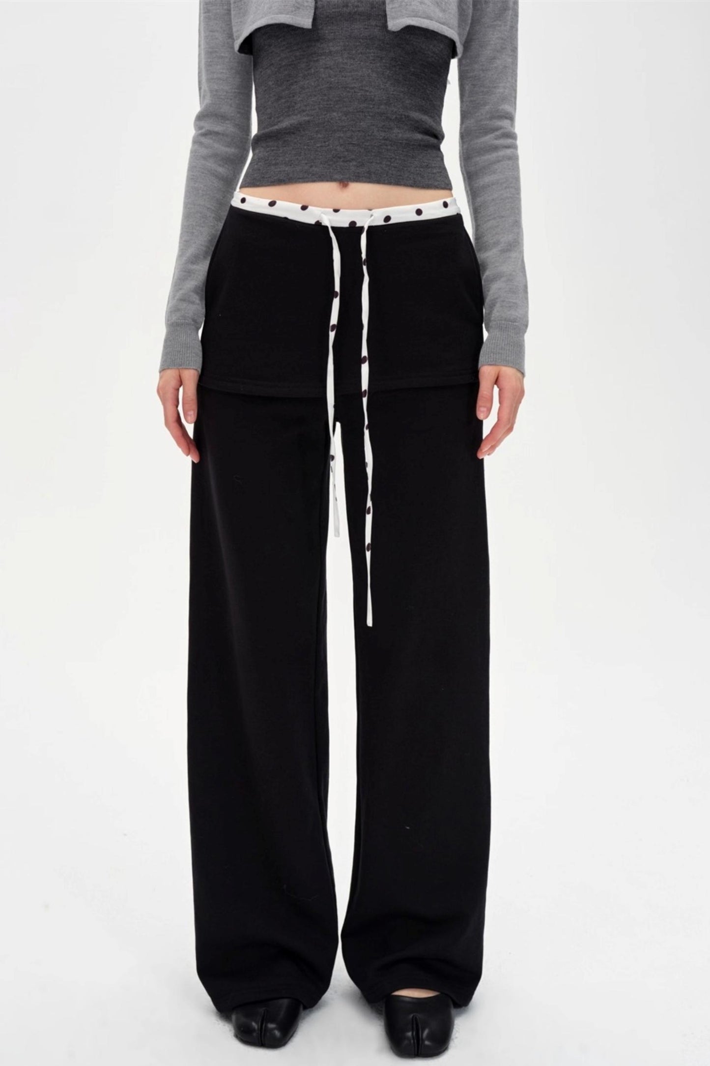 Wide-Legged Polka Dot Sweatpants