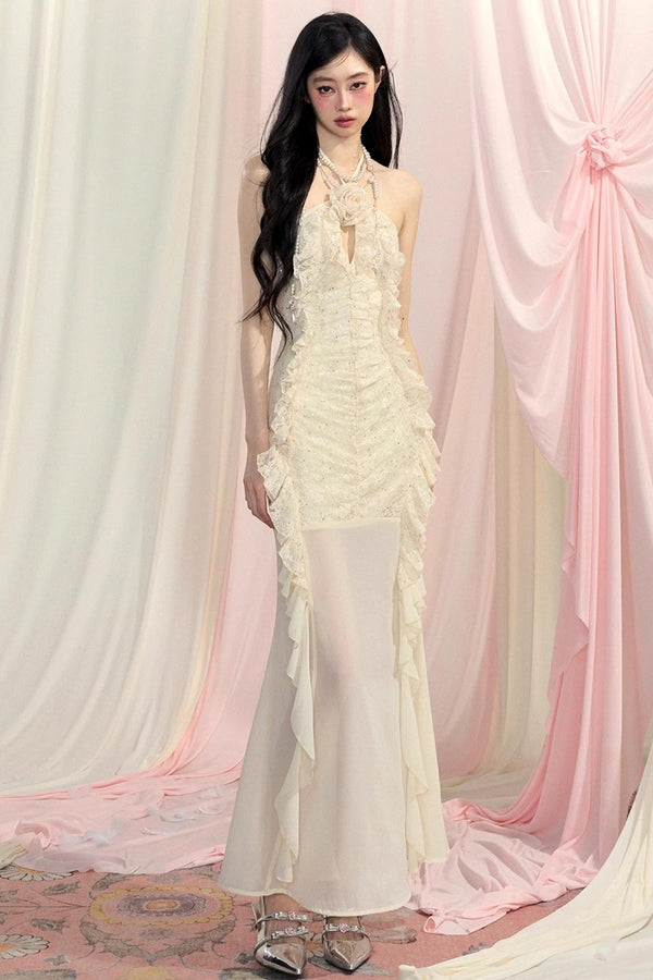 Beige Lace Summer Dress