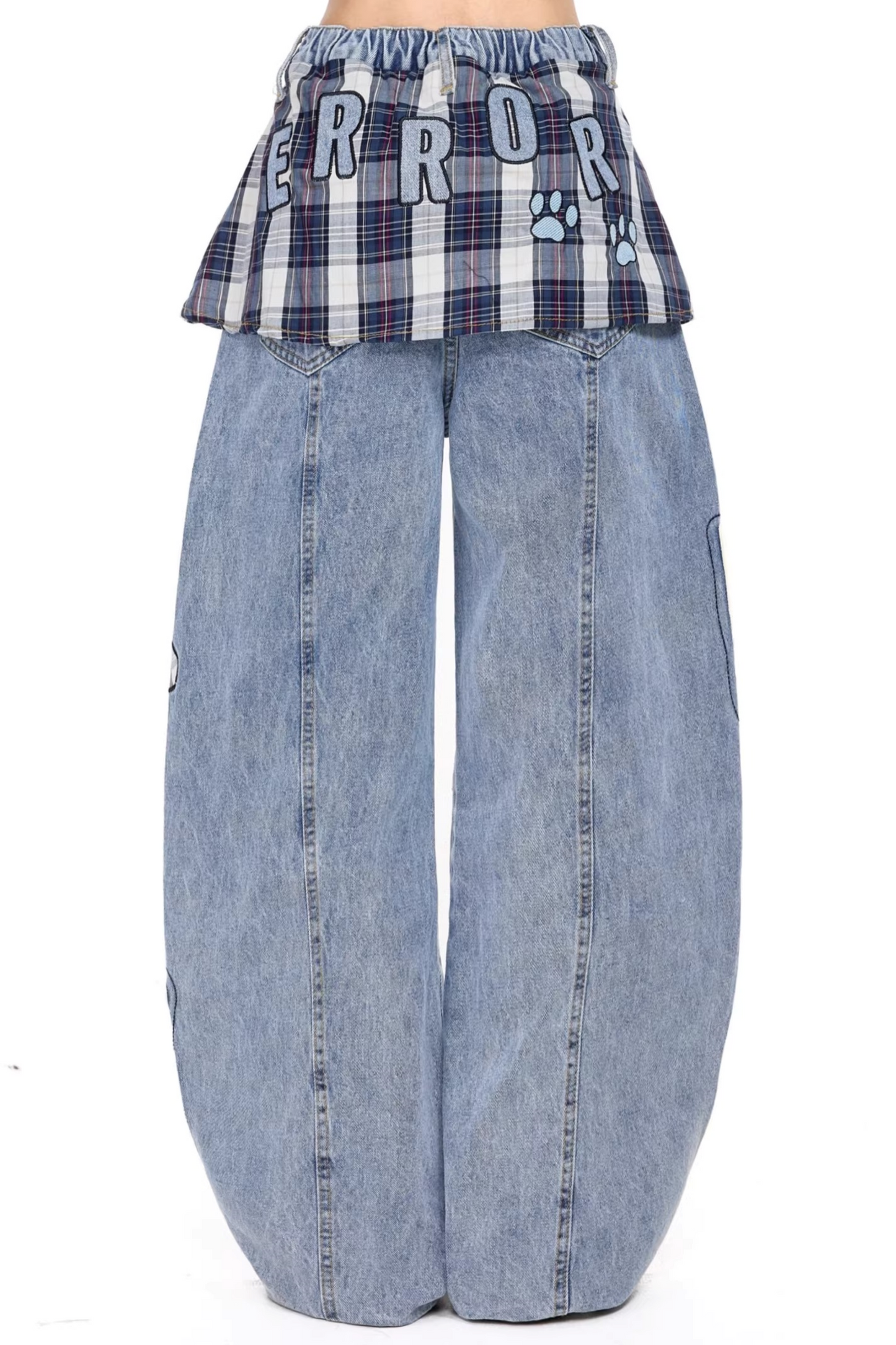 레트로 디스트레스드 데님 팬츠