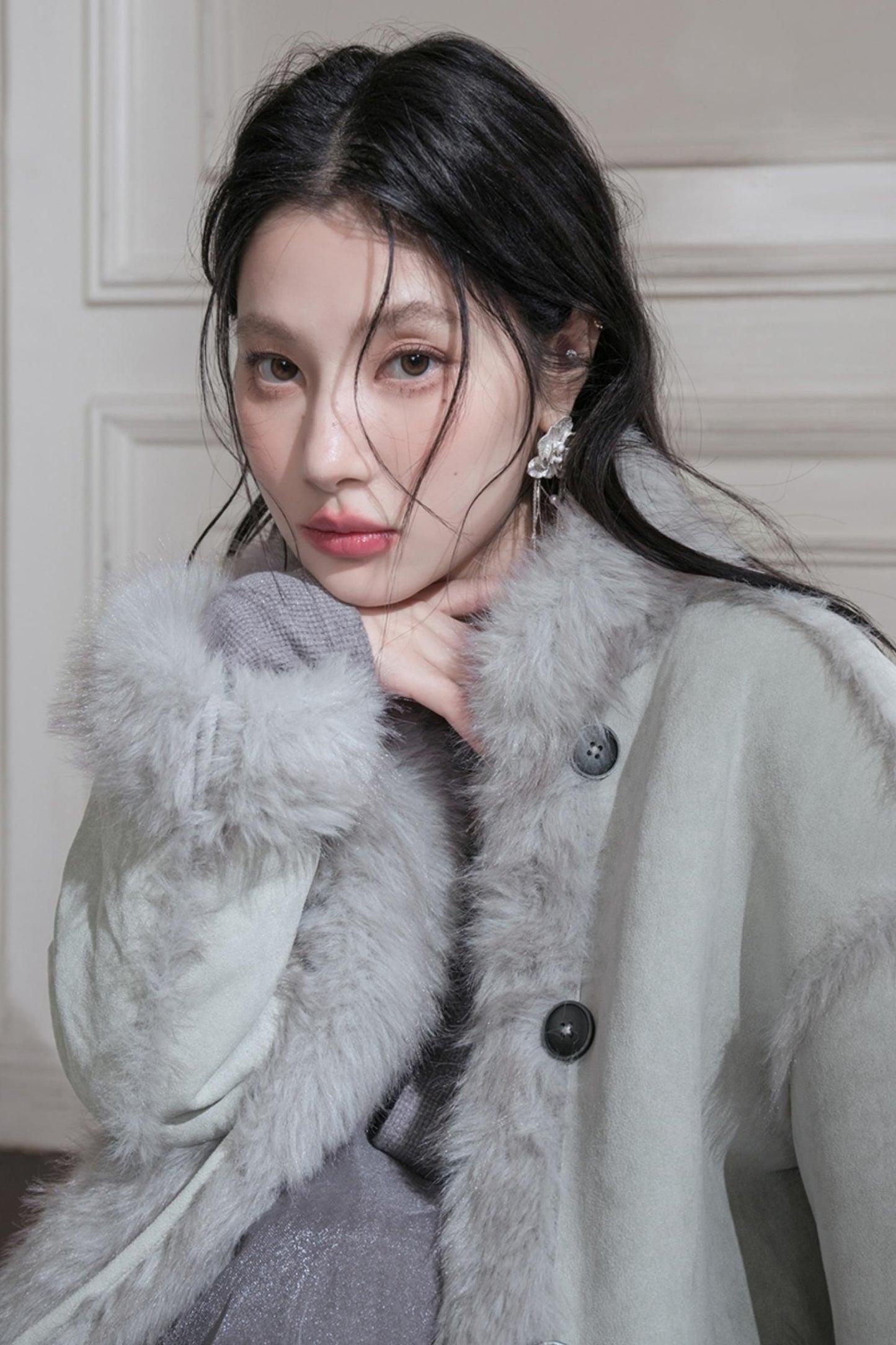 Frost Gray Reversible Fur Jacket