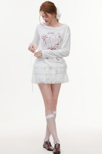 Casual Knit Fabric Graphic T-Shirt