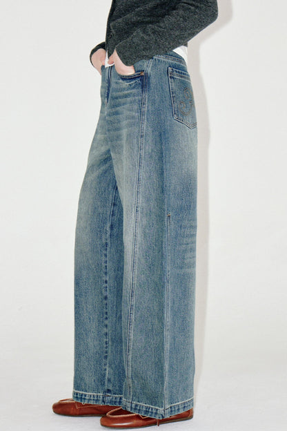 Retro Distressed Denim Pants