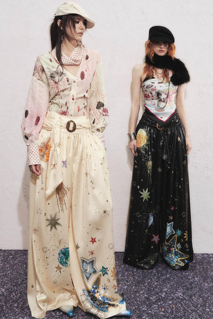 Pleated Sky Wide-Leg Pants