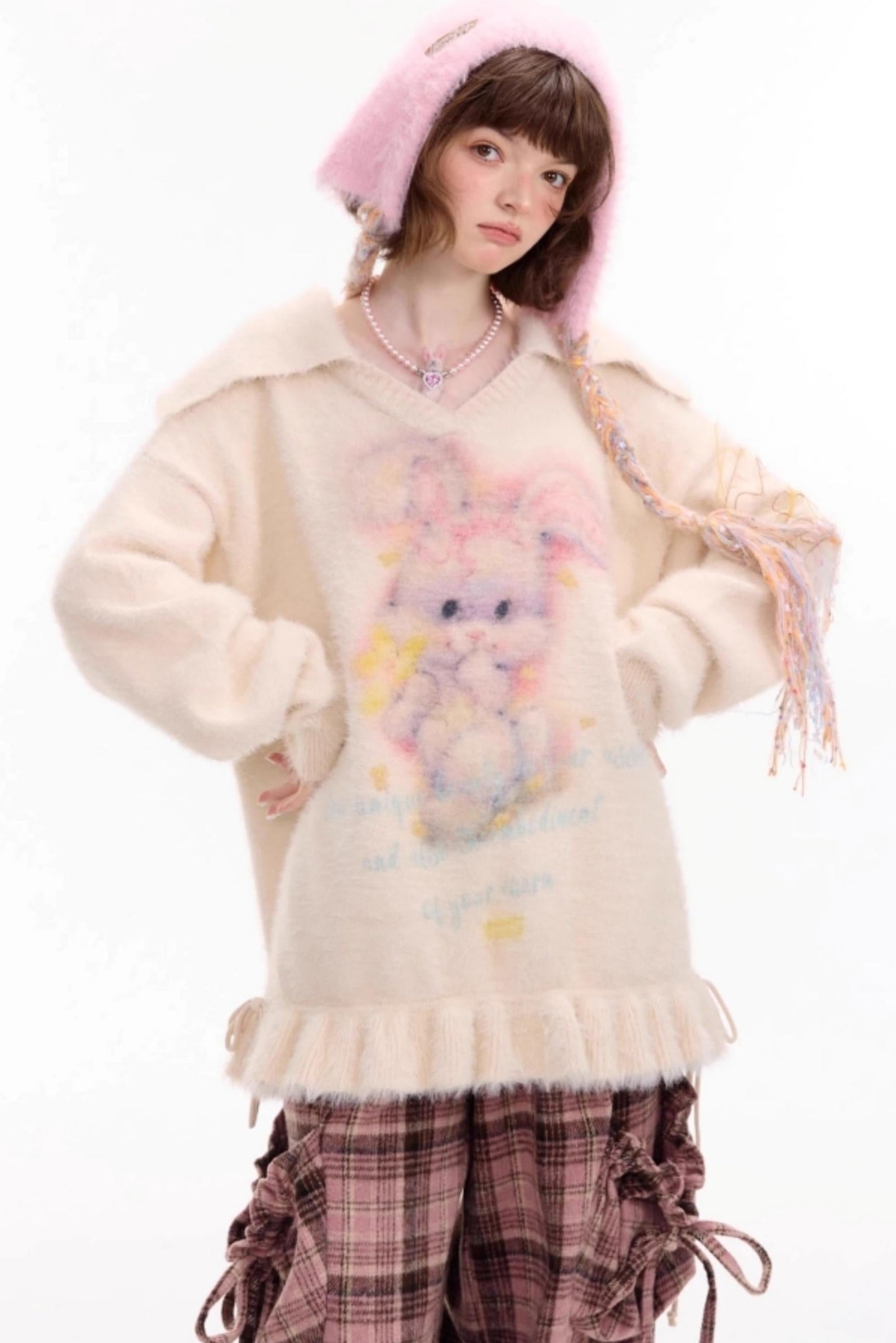 Pleated Hem Drawstring Sweater